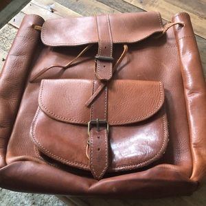 Leather brown backpack